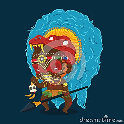 African Tribe Shaman Cartoon Character Vector Illustration