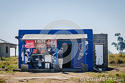 African typical shop market along along the street. African lifestyle, South Afica Editorial Stock Photo