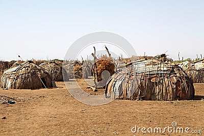 African village huts Stock Photo