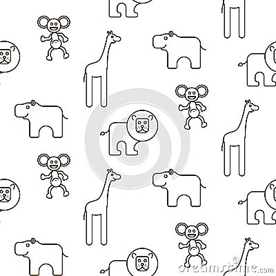 African wild animals kid seamless pattern vector. Vector Illustration