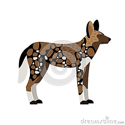 African wild dog Cartoon Illustration