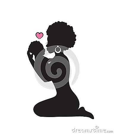 African woman with baby Vector Illustration