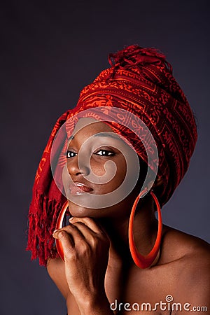 African woman with headwrap Stock Photo