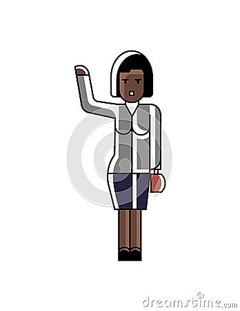 African woman with ladies handbag waving hand Vector Illustration