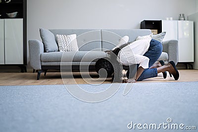 African Woman Lost Key Or Phone Stock Photo