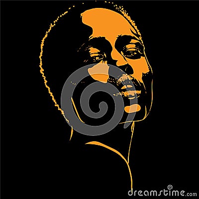 African woman portrait silhouette in contrast backlight. Vector. Illustration. Vector Illustration