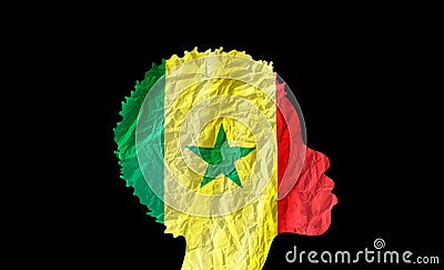 African woman silhouette with Senegal national flag Stock Photo