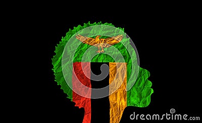 African woman silhouette with Zambia national flag Stock Photo