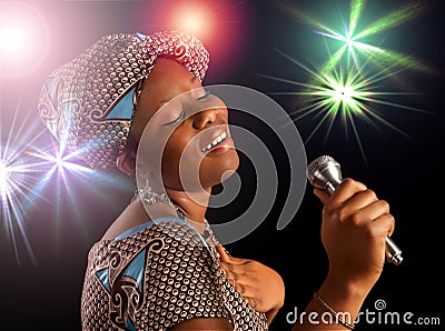 African woman singing Stock Photo