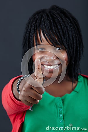 African woman with thumbs up Stock Photo