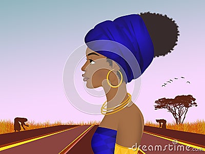 African woman works in the fields Stock Photo