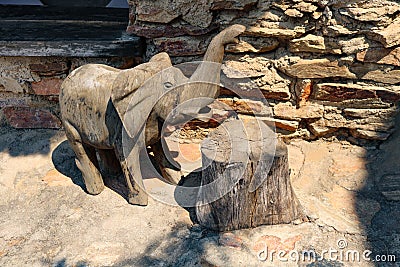 African wooden elephant artefact Editorial Stock Photo