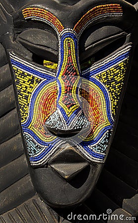 African wooden ethnic tribal ritual beards mask. Stock Photo