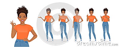 Woman in casual style clothes set Vector Illustration