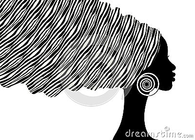 African zebra animal print turban head wrap, portrait beauty Woman in Afro hairstyles, logo design black women hair dress, vector Vector Illustration