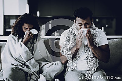 Afro American Couple Having A Desease At Home. Stock Photo