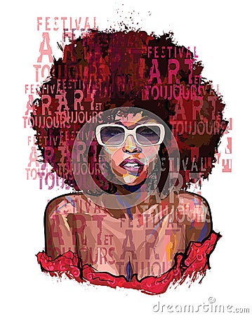 Afro american girl with sunglasses Vector Illustration