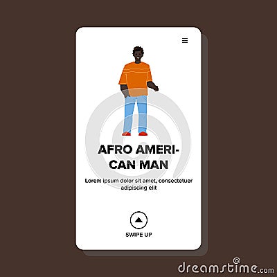 Afro American Man With Positive Emotion Vector Vector Illustration