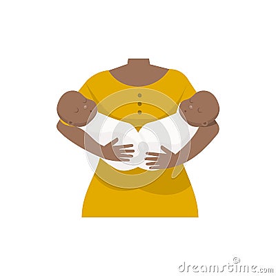 Afro american mother with twins babies. Vector illustration Vector Illustration