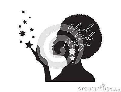 Afro American woman. African girl simple drawing. Vector Illustration