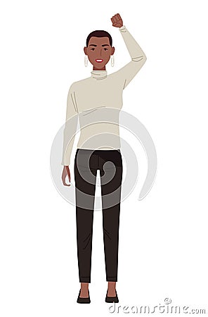 afro beautiful woman with short hair character Vector Illustration