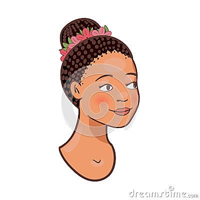 Afro beautiful young woman half turn avatar Vector Illustration