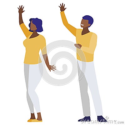 afro business couple avatars characters Cartoon Illustration