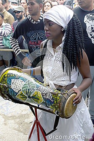 Afro-Cuban female drummer Editorial Stock Photo