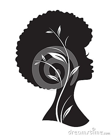 Black African American Woman with Afro Hairstyle Vector Illustration