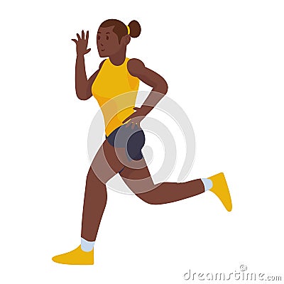 afro girl athlete running Vector Illustration