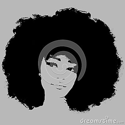 Afro hair girl. Cute Black woman portrait. African woman beauty face, sketch Stock Photo