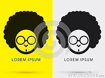 Afro head with glasses Vector Illustration