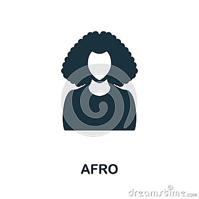 Afro icon. Monochrome sign from hairdresser collection. Creative Afro icon illustration for web design, infographics and Vector Illustration