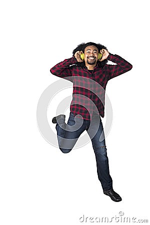 Afro male is dancing in the studio Stock Photo