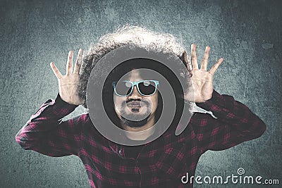 Afro man with jokes expression Stock Photo