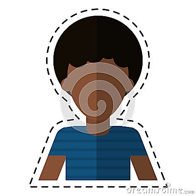 Afro man young curly hair t-shirt cutting line Vector Illustration