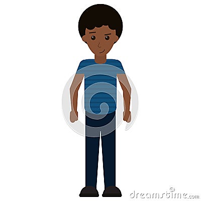 Afro man young curly hair t-shirt Vector Illustration