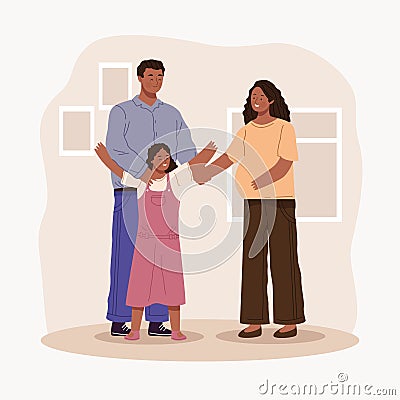 afro parents and daughter Vector Illustration