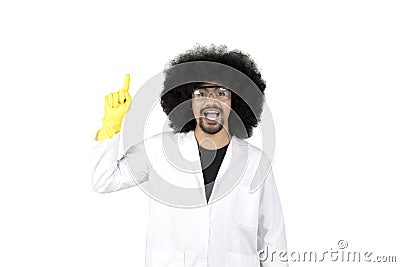 Afro scientist thinking something on studio Stock Photo