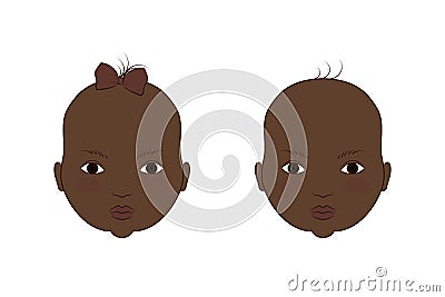 Afro twins boy and girl. Vector Illustration