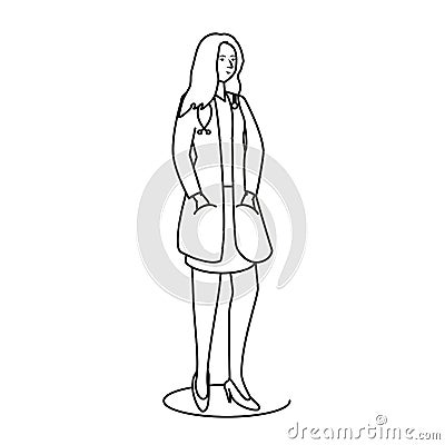 afro woman doctor worker character Cartoon Illustration