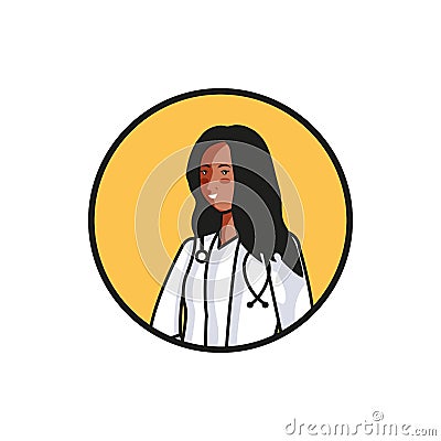 afro woman doctor worker character Cartoon Illustration
