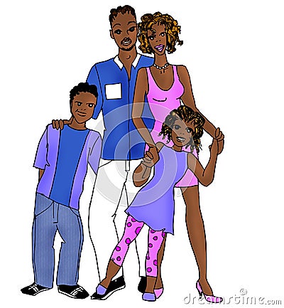 Afroamerican family family Cartoon Illustration