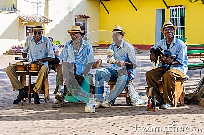 Afrocuban musicans playing in Trinidad, Cuba Editorial Stock Photo