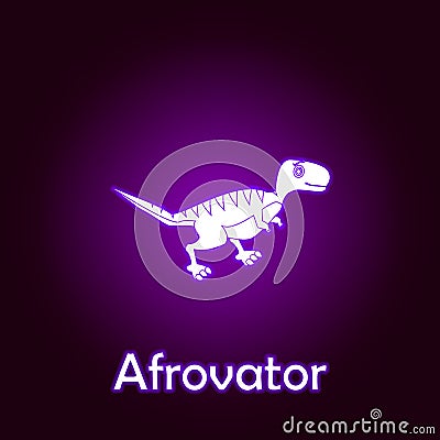 afrovator outline vector. Elements of dinosaurs illustration in neon style icon. Signs and symbols can be used for web, logo, Cartoon Illustration