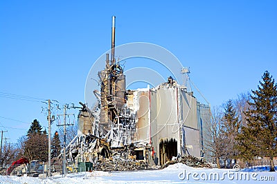 Aftermath fire destroys mill Editorial Stock Photo