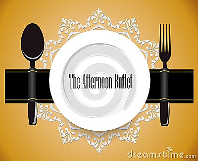 The afternoon buffet, lunch, all you can eat buffet sign Vector Illustration