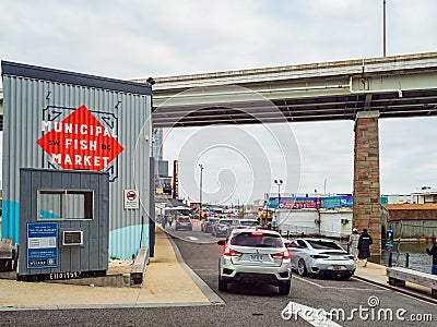 Afternoon cloudy view of the Municipal Fish Market at The Wharf Editorial Stock Photo