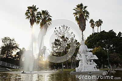 Afternoon in fountain of Parque Hidalgo, Leon, Guanajuato. Editorial Stock Photo