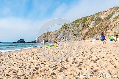 Praia da Adraga in the Natural Park of Sintra-Cascais in Portugal Editorial Stock Photo